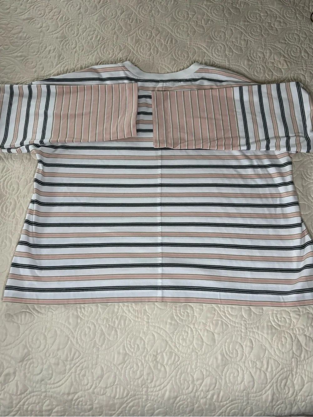 Madewell Easy Crewneck Striped Top in White, Blush & Black - Picture 3 of 8